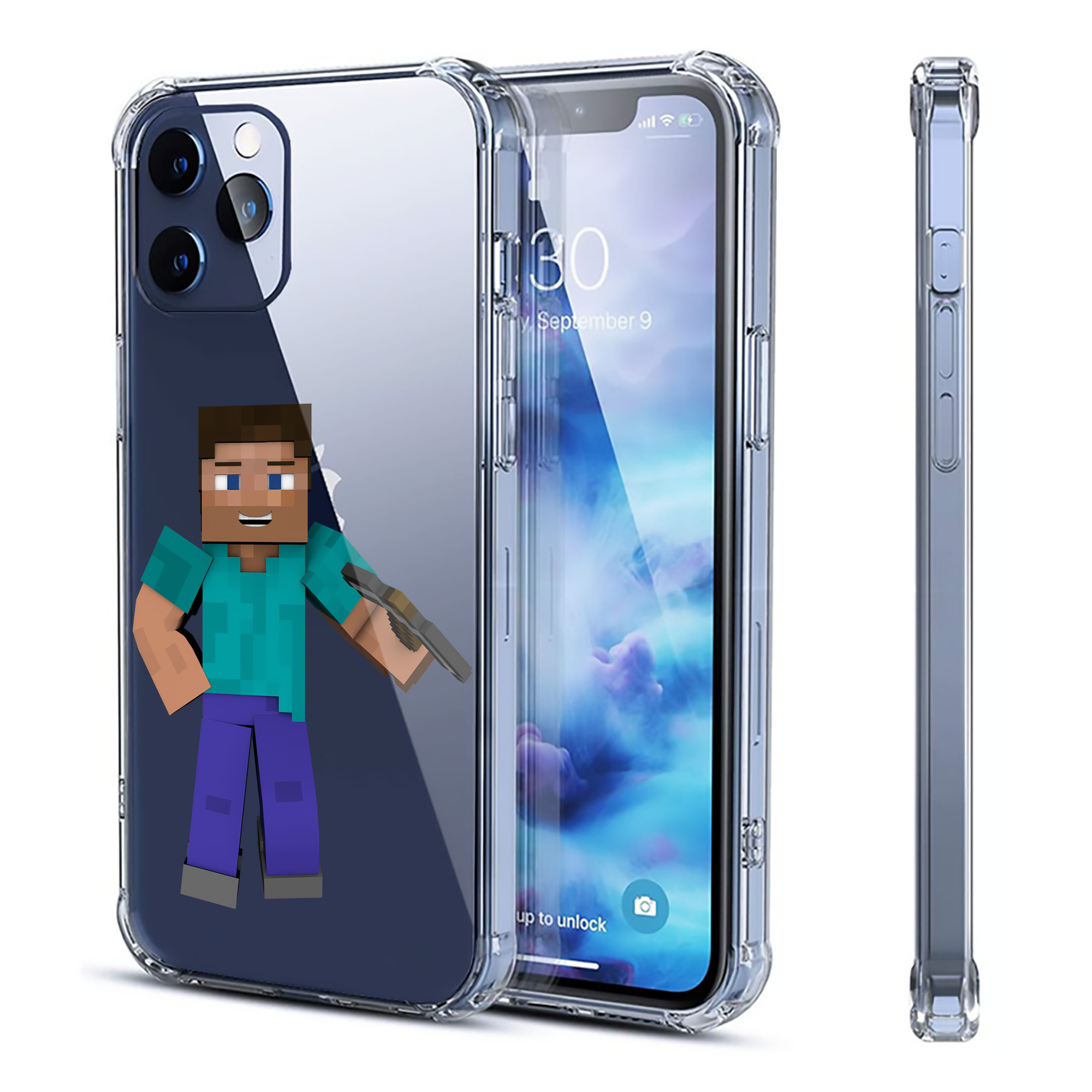 （画像用） マインクラフト ブロックの世界 Minecraft MC Block world 【iPhone 12シリーズ対応】透明スマホケース（クリアソフトケース）